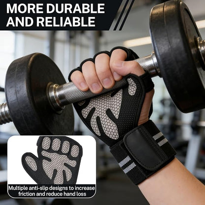 Workout Gloves with Wrist Wraps for Men & Women – Ventilated Weight Lifting Gloves for Anti-Sweat Gym Fitness, Cross Training & Hand Support
