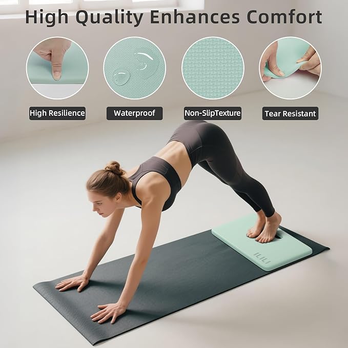 ILILI Yoga Knee Pad Foldable, TPE Soft Pad 24*17*0.5inch (Folding Size 17*12*1inch) for Knee Push-ups, Plank Support＆Elbow/Knee Support, Portable and Lightweight for Yoga Pilates, Fitness Exercise, Outdoor