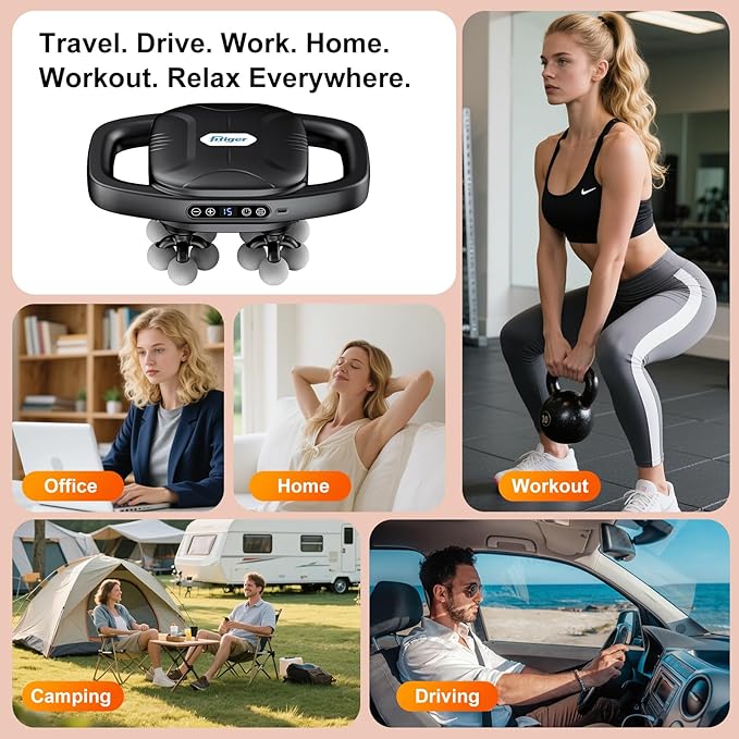 Deep Tissue Massager Gun for Back, Shoulder and Neck Pain Relief, Powerful Shoulders, Back Massager, Legs, Foot Massager & Full Body Muscle Recovery with 16 Massage Heads, 3 Modes & 30 Speed