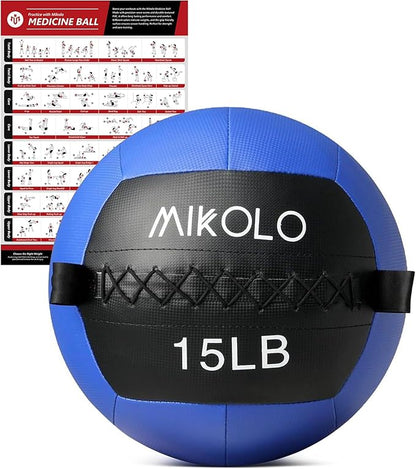 Mikolo Medicine Ball, Wall Ball,Soft Medicine Ball Set,Slam Ball for Core Training, Strength Workouts -Multi-Weight 10lbs 20lbs Exercise Balls for Home Gym, Functional Fitness (10/15/20/25LB)