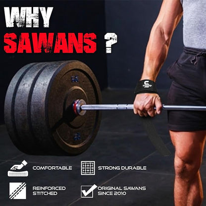 SAWANS Lifting Straps Weight Lifting Wrist Support Fitness Padded Gym Heavy Duty Anti Slip Hand Bar Grips Neoprene Bodybuilding Dumbbell Power Deadlift Barbells Workout Strength