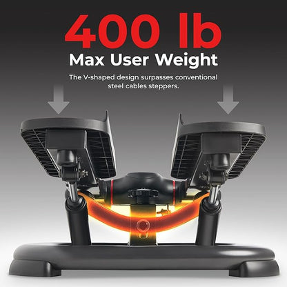 Sunny Health & Fitness 2-in-1 Premium Power Stepper with 400lbs Weight Capacity and Resistance Bands, Low-Impact Cardio, Space-Saving, Height-Adjustable, with Bluetooth and Free SunnyFit App