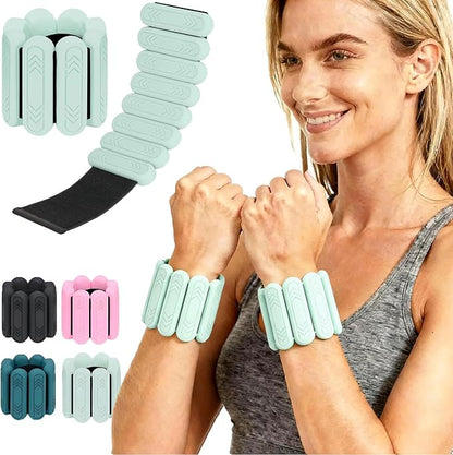 Wrist & Ankle Weights for Women Men, 1lb/2lb/4lb Set of 2 - Adjustable Wearable Weighted Bands, Waterproof Silicone Arm & Leg Weights for Pilates, Yoga, Walking, Dance, Home Workout & Gym