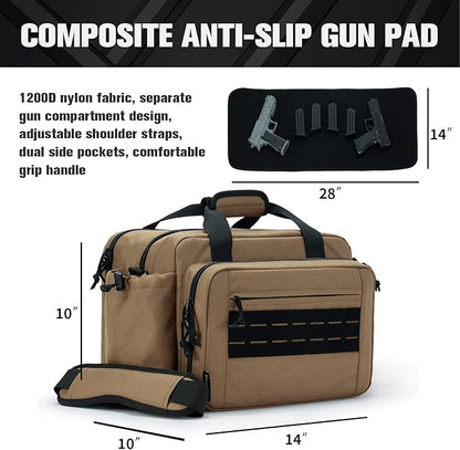 VEAGIA Range Bag,Pistol Case,Gun Range Bags For Handguns And Ammo Pouch 2 Pistols Soft Carrying Shooting Bag