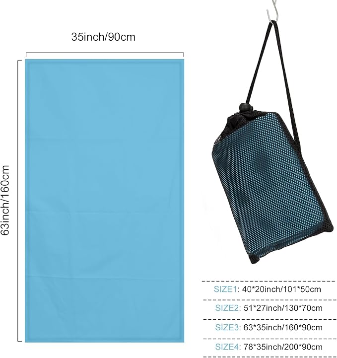 Microfiber Towel Large for Beach, Travel, Swimming, Bath, Pool–Quick Dry, Ultra Compact, Sand Free, Lightweight & Super Absorbent(Blue,63x35 in)