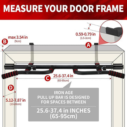 IRON AGE Pull Up Bar for Doorway : 2025 New Pullup Bar - Industrial Grade Steel, Hang & Go Training, Multi-Grip Horizontal Array