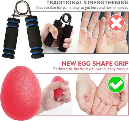 Peradix Hand Grip Strength Trainer, Stress Relief Ball, Wrist Rehab Therapy Hand Grip Equipment Ball Squishy Tools - Set of 3 Finger Resistance Exercise Squeezer