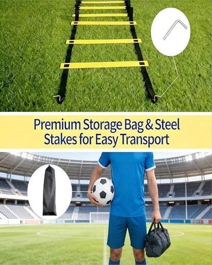 6 Packs Agility Ladder Speed Training Set - 36 Detachable Rungs (20 Inches Each) with 24 Ground Stakes, Portable Exercise Ladders for Soccer Football Footwork Training w/Carry Bag