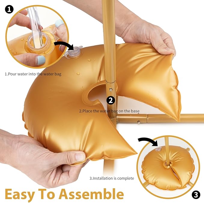 8 Pcs Golden Water Bags for Weight, Upgraded Weights for Backdrop Stand, Balloon Arch Weights for Wedding Birthday Party Arch Backdrop Stand, Metal Arch Frame Base, Thickened Water Fillable Base