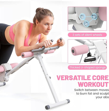 Ab Machine, Adjustable Ab Trainer Machine for Abs Workout at Home Gym, Abdominal Trainer for Stomach Workout, Foldable Abdominal Exercise Machine with Knee Protection and LCD Monitor