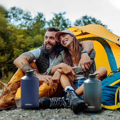 1 Gallon Water Bottle Insulated(Cold for 48 Hrs),BPA Free&Leak Proof,128oz Stainless Steel Water Jug,Large Water Bottle with Straw Spout Lids for Gym,Hiking,Camping&Travel,Deep Blue