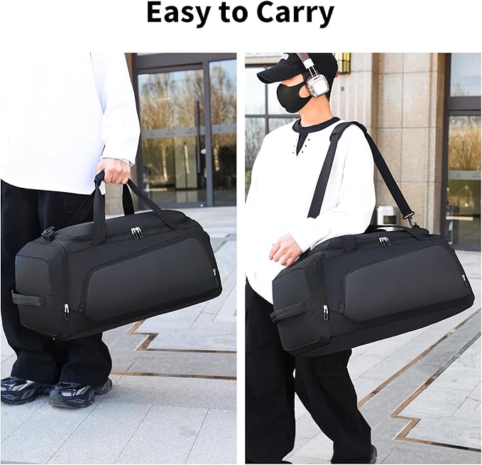 Waterproof Gym Bag with Shoe & Wet Compartment for Men/Women,Sports Duffle Bags for Workout/Fitness/Travel(Black,24.4"x12.6"x11.8")