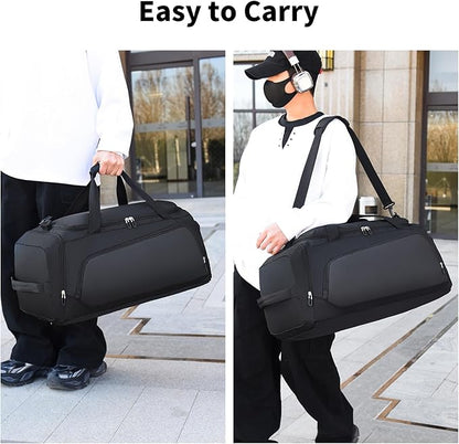 Waterproof Gym Bag with Shoe & Wet Compartment for Men/Women,Sports Duffle Bags for Workout/Fitness/Travel(Black,24.4"x12.6"x11.8")