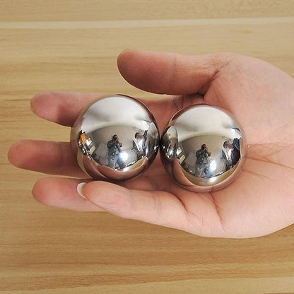 Stainless Steel Baoding Balls Set, 2 Inches Chinese Health Balls, Metal Stress Relief Hand Massage Balls No Chime for Hand Exercise, Hands Therapy