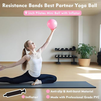 Pilates Ring Kit with Adjustable Ankle Wrist Weights, Resistance Bands, Ball, Pilates Equipment Ball for Home Workout to Tone, Sculpt and Strengthen, Fitness Magic Circle Rings for Yoga Women