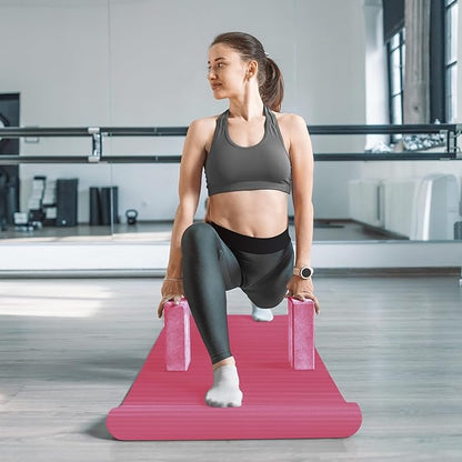 BalanceFrom 7-Piece Yoga Set with 71x24x0.5 Inches Extra Thick Mat and Carrying Sling – Includes 2 Blocks, Stretch Strap, 2 Towels, and Knee Pad for Home, Studio, and Gym Workouts