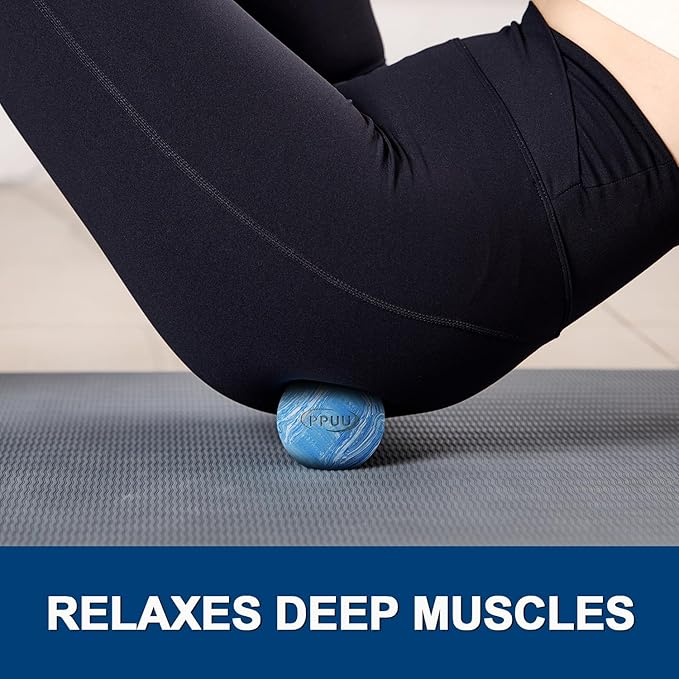 Massage Lacrosse Ball for Myofascial & Trigger Point Release, Muscle Knots, Yoga Therapy – Improves Joint Mobility & Relieves Pain – Back, Neck, Plantar Fascia, HIPS – 2.5-Inch Blue Rubber