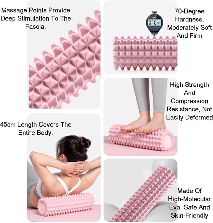 Wave Textured Massage Back Roller,High Density Fitness Exercise Foam Roller for Deep Tissue Muscle Massage,for Whole Body(Color1)