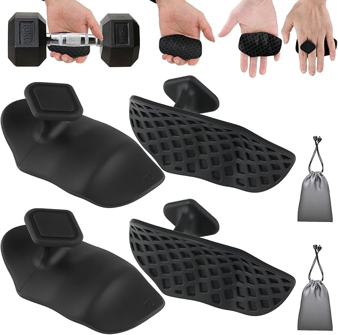 4-PCS Rypt Grip for Weight Lifting Deadlift Rows-Rubber Anti-Slip Ergonomic Lifting Gloves for Men and Women Training Palm Protectors for Gym Intensive Training and Exercise