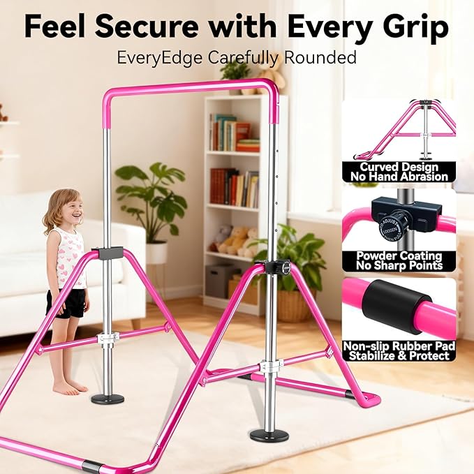 Kids Gymnastics Bar Gymnastic Equipment for Home Adjustable Height Gymnastic Training Bar Gymnastic Stuff for 3-7 Years Old Girls