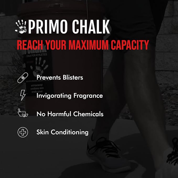 Primo Chalk Resealable Bucket: Loose Chalk for Weightlifting, Rock Climbing, & Gymnastics, Made in The USA, Chalk Ball Refill for Superior Grip
