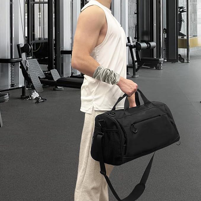 Gym Bag for Men & Women with Shoulder Strap, Shoe and Wet Compartment, Lightweight Duffle Bag, Durable Athletic Bag, Perfect for Travel, Fitness, Workout, Swimming, Yoga (Medium (22"))