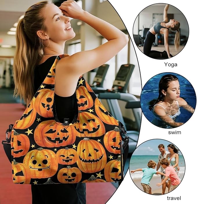 Gym Bag with Yoga Mat Holder Large Tote Bag With Multi Pockets for Women Men Dry Wet Separated Pocket Carryall Yoga Tote Bag for Pilates Travel Workout Office