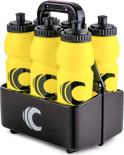 Cannon Sports 1 Liter Sports Water Bottle, BPA-Free, 34oz Capacity, Large Mouth, 2 lids (Straw & Squeeze) with Carrier, Great For Helmet Sports Such As Hockey, Lacrosse, Football, Boxing (Yellow)