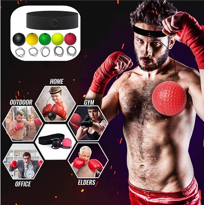 Boxing Reflex Ball with Adjustable Headbands,MMA Training Equipment,Punching Ball,Perfect for Fight Reaction,Hand Eye Coordination,Punching Speed,Agility,for Adults and Kids