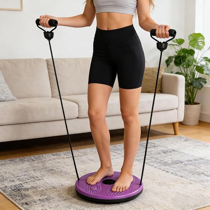 Waist Sculptor with Arm Bands, Non-Slip & Stable Design, 25cm, Waist Twïster Machine, 360° Wäist Trimmers, Balance & Core Training Tool, for Home Gym, Pilates, Yoga, Office Exercise