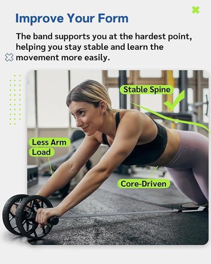 VINSGUIR Ab Roller Wheel for Beginners to Pros, Ab Roller with Adjustable & Detachable Resistance Band, Core Workout Equipment for Home Gym, Abdominal Wheel with Exercise Guide and Knee Pad, Men Women