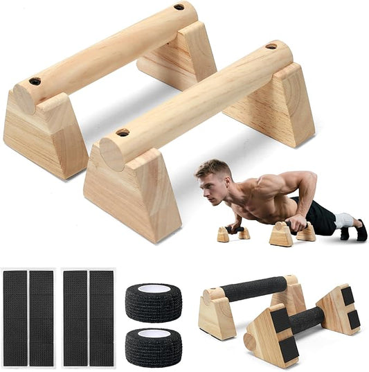 Parallettes Bars for Handstands and Push-ups – Durable Training Equipment for Core Strength, Balance, Dips, and Calisthenics – Includes 2 Sets of Anti-Slip Mats and Straps