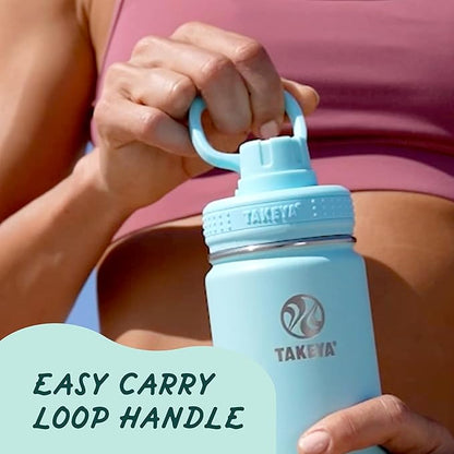 Takeya Actives Stainless Steel Water Bottle, Insulated Spout Lid, Keeps Drinks Cold 24 Hrs, Leakproof, Durable, Dishwasher Safe, Ideal for Gym, Travel, Fits Most Cup Holders, 24 oz/Onyx