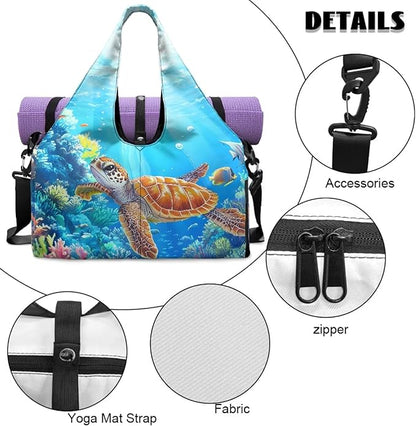 Gym Bag with Yoga Mat Holder Large Tote Bag With Multi Pockets for Women Men Dry Wet Separated Pocket Carryall Yoga Tote Bag for Pilates Travel Workout Office