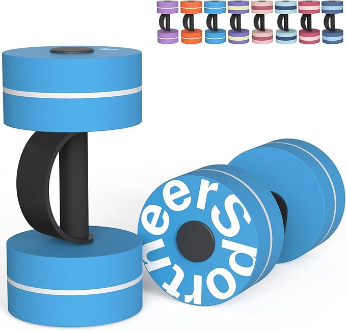 Sportneer Water Weights Aquatic Exercise Dumbbells Water Dumbbell Aerobics Workouts Set of 2 EVA Foam Pool Weights Dumbbells Set Aqua Fitness Barbells Equipment for Water Aerobics Weight Loss