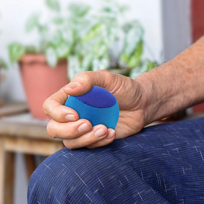 YARNOW Portable Mini Hand Grip Strength Trainer Ball for Finger Strengthening and Rehabilitation Tpr Fabric Hand Exerciser for Stress Relief and Concentration Improvement Light Blue
