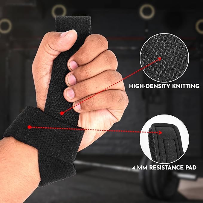 QTF Lifting Wrist Straps for Weightlifting, Gym Wrist Wraps Padded Wrist Support Wraps, Bodybuilding, Powerlifting, Deadlifting and Secure Grip