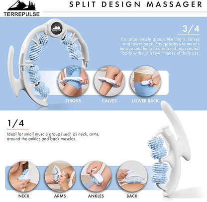 Anti Cellulite Roller & Lymphatic Drainage Massager | Deep Tissue Fascia Blaster & Muscle Roller | Tool for Sore Arms, Legs, Shoulders, Stomach & Buttocks (Blue)