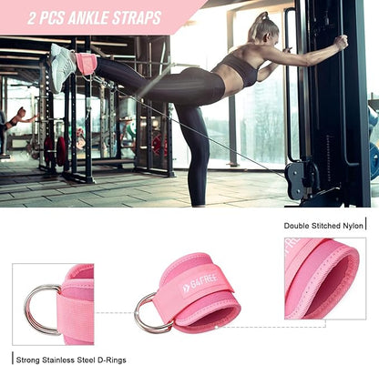 G4Free 9Pcs Barbell Pad Set for Squat, Hip Thrusts, Lunges, Leg day, Standard Olympic Bars with 2 Gym Ankle Safety Straps, 3 Hip Resistance Bands, 2 Lifting Strap, Barbell Pad, and Carry Bag