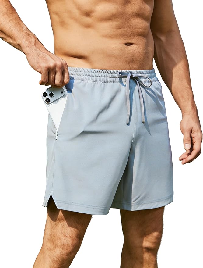 Men 2 in 1 Running Shorts with Compression Liner 5" 7" Quick Dry Workout Athletic Shorts with Pockets Towel Loop