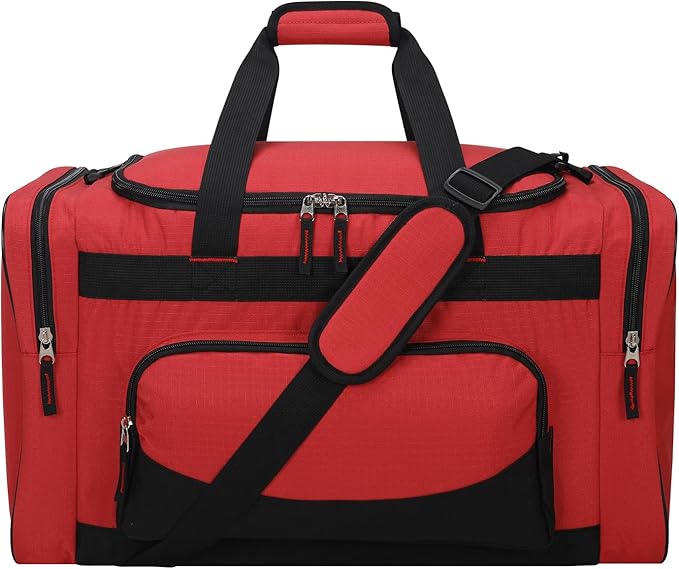 Gym Bag 22 inch Sport Duffle Bag for Men - 55L Weekender Duffel Bag for Travel - Red