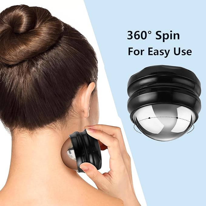 Cold Massage Roller Ball, Stainless Steel Massage Ball for Cold & Heat Therapy Relief, Roller for Muscles Deep Tissue, Free Rolling Removable Gel Ball for Pain Relief