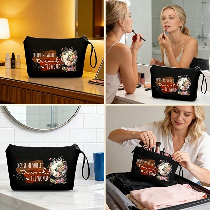 Travel Women Birthday Gifts for International Travelers Makeup Cosmetic Bag Organizer Female, Friend,Daughter,Mom,Sister,Christmas