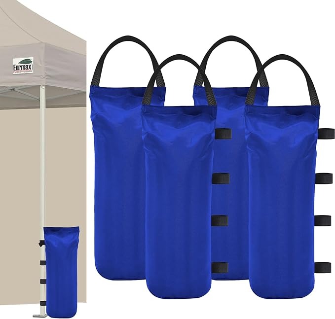 Eurmax USA 145 LBS Weight Capacity Pop up Gazebos Weights Sand Bags for Pop up Canopy Tent Pergola Outdoor Instant Canopies, 4-Pack (Without Sand) Blue