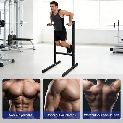 MIUDGIG Adjustable Height Dip Bar Station, Multi-function Dip Station Pull Up Bar Full Body Strength Training Workout Fitness Equipment for Tricep Dips, Heavy Duty Dip Station for Home Gym