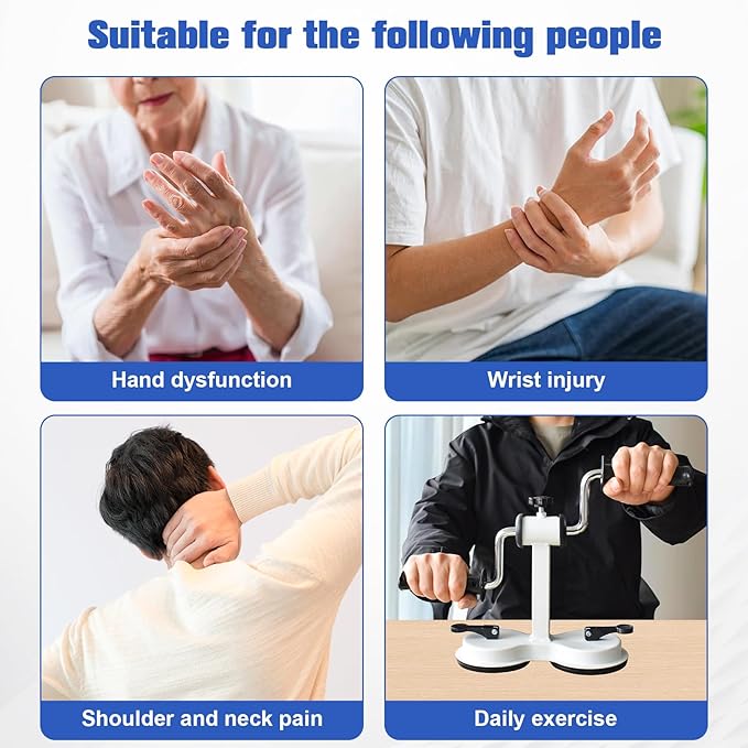 Upgraded Arm Bike for Rehabilitation Exercise for the Elderly, Physical Therapy Equipment, Designed for Arm and Shoulder, Adjustable Resistance, 2 Industrial Suction Cups, White