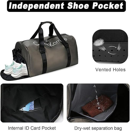 Gym Bag for Men Women Waterproof Duffle Bag with Shoes Compartment and Wet Pocket Multipurpose Sports Weekender Bags for Travel, Sports, Fitness and Workout,Green