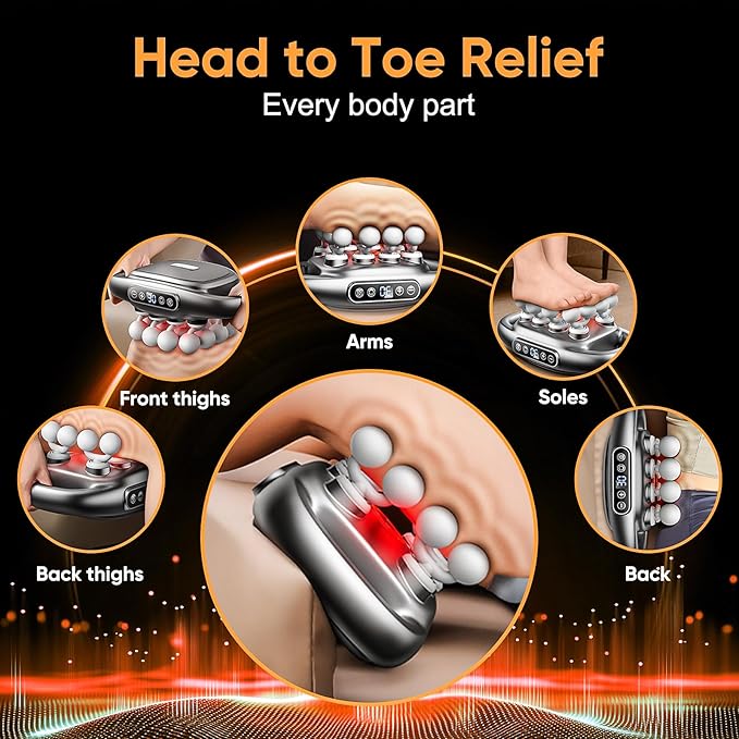 20 Head Massage Gun Deep Tissue - 2026 Upgrade 20-Drive Back Muscle Massager with 3 Modes & 30 Intensities, Portable Quiet Percussion Massager for Legs, Waist, Back, Neck, Buttocks Muscles Pain Relief