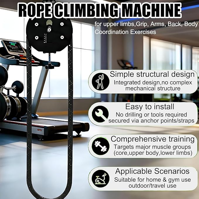 Gym Endless Rope Trainer Machine,Commercial Cable Pulley System for Home, Full-Body Workout Tool,Rope Climbing Machine for Upper Limbs,Grip, Arms, Back, Body Coordination Exercises