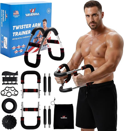 Adjustable Twister Arm Trainer – Modular Upper Body Resistance Trainer for Home Workouts, Multiple Resistance Options Available, with Grip & Finger Training Tools and Carry Bag
